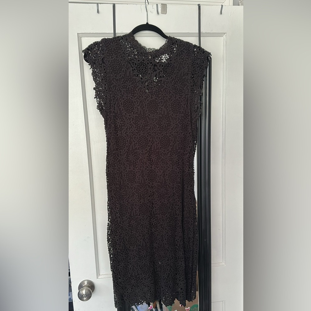 Velvet by Graham & Spencer Black Crochet Midi Dress
